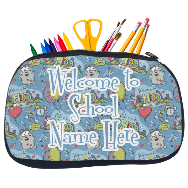 Custom Welcome to School Neoprene Pencil Case - Medium w/ Name or Text