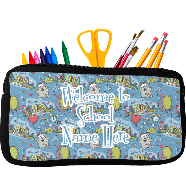 Custom Welcome to School Neoprene Pencil Case - Small w/ Name or Text