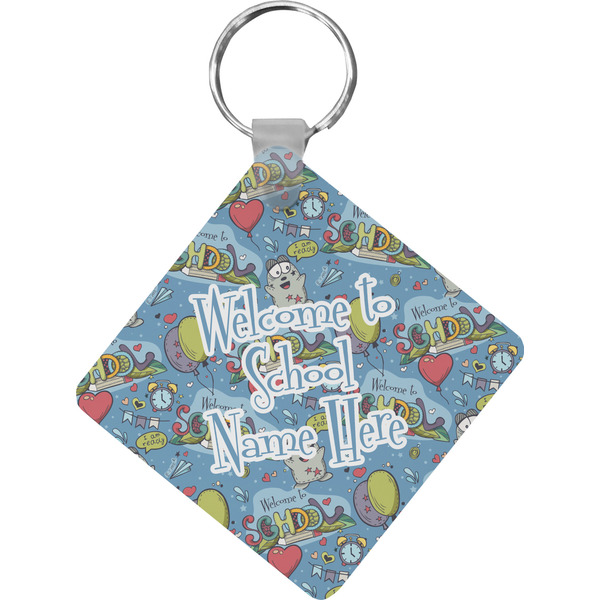 Custom Welcome to School Diamond Plastic Keychain w/ Name or Text