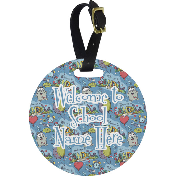 Custom Welcome to School Plastic Luggage Tag - Round (Personalized)