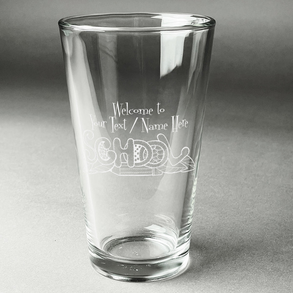 Custom Welcome to School Pint Glass - Engraved (Personalized)