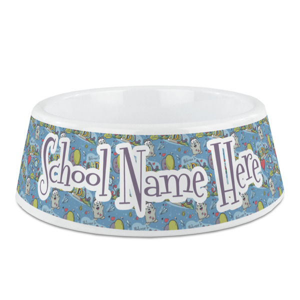 Custom Welcome to School Plastic Dog Bowl - Medium (Personalized)