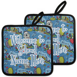 Welcome to School Pot Holders - Set of 2 w/ Name or Text