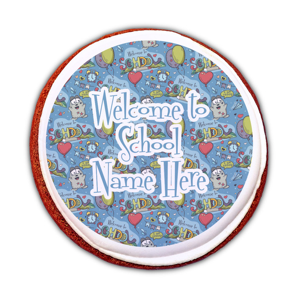 Welcome to School Printed Icing Circle - Medium - On Cookie