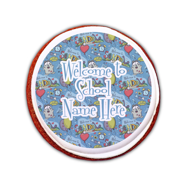 Welcome to School Printed Icing Circle - Small - On Cookie