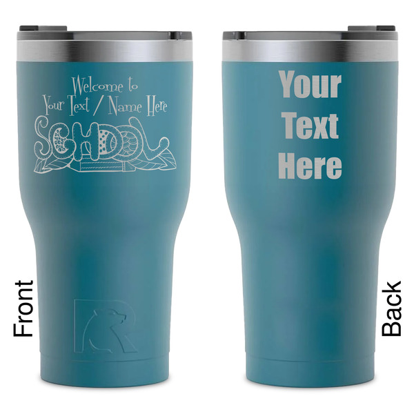 Custom Welcome to School RTIC Tumbler - Dark Teal - Laser Engraved - Double-Sided (Personalized)