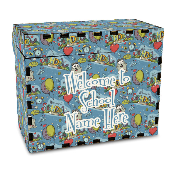 Custom Welcome to School Wood Recipe Box - Full Color Print (Personalized)