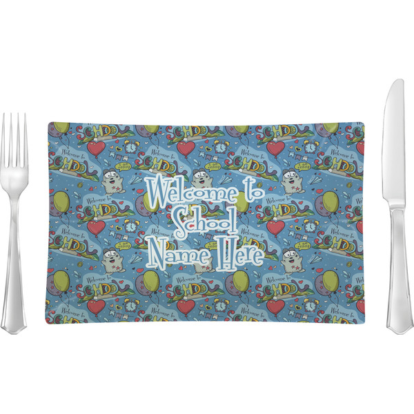 Custom Welcome to School Glass Rectangular Lunch / Dinner Plate (Personalized)