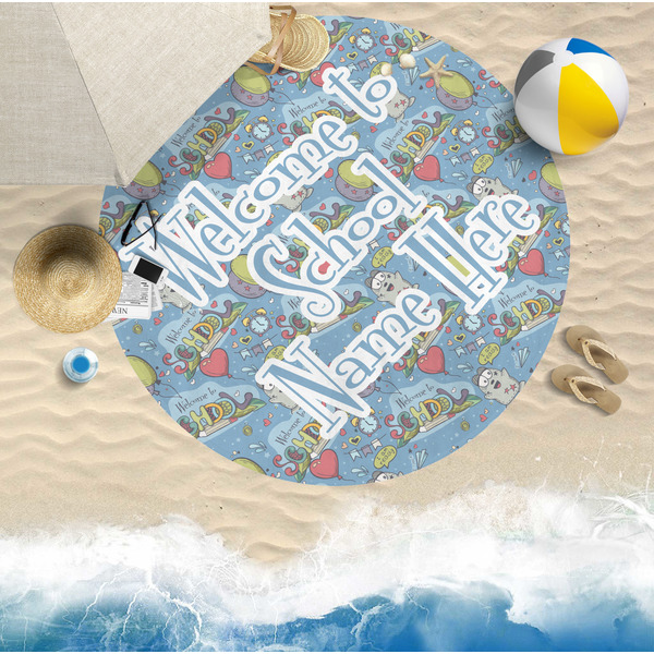 Welcome to School Round Beach Towel Lifestyle