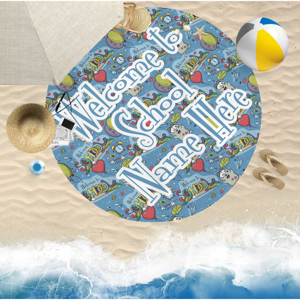 Welcome to School Round Beach Towel Lifestyle