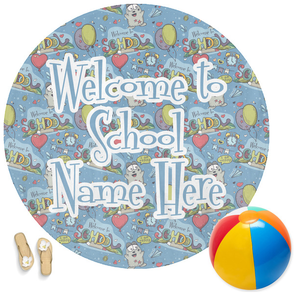 Custom Welcome to School Round Beach Towel (Personalized)