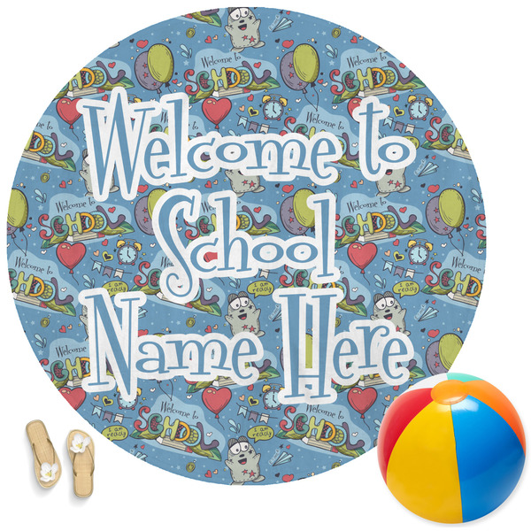 Custom Welcome to School Round Beach Towel (Personalized)