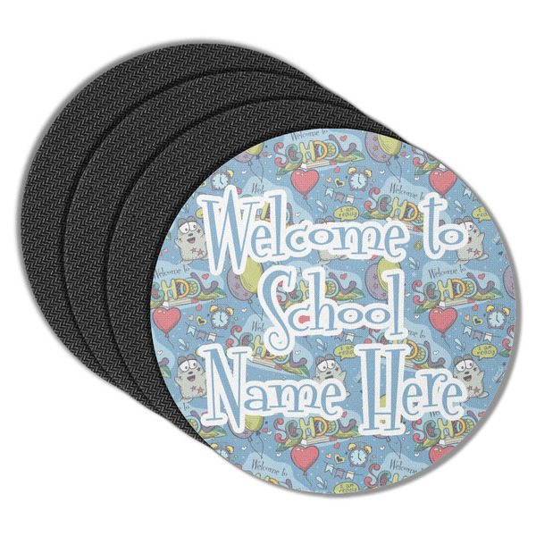 Custom Welcome to School Round Rubber Backed Coasters - Set of 4 (Personalized)