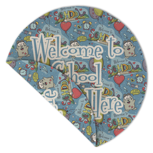 Welcome to School Round Linen Placemats - Front (folded corner double sided)