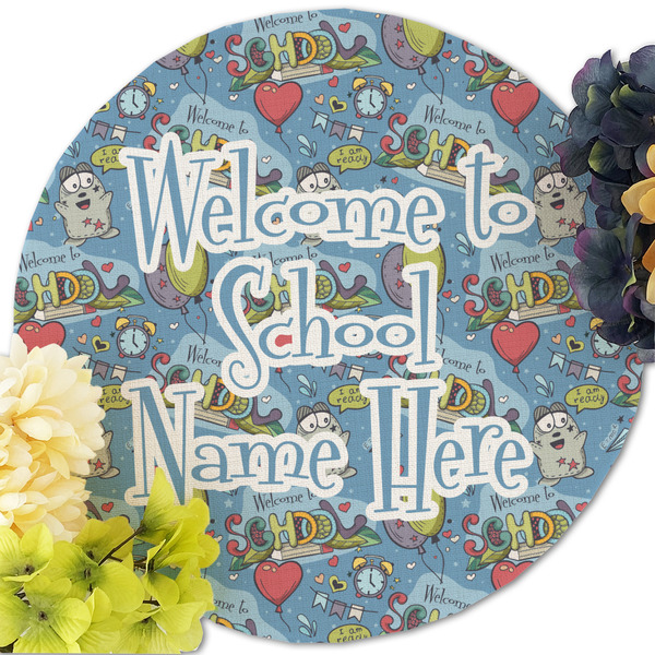 Welcome to School Round Linen Placemats - Front (w flowers)