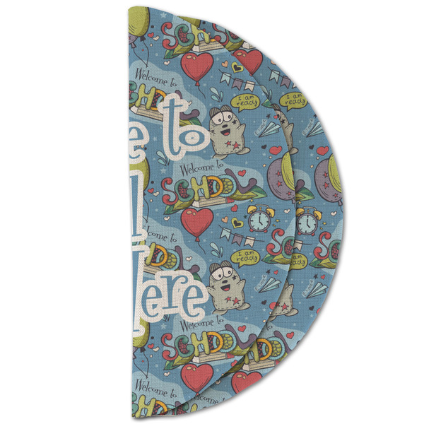 Welcome to School Round Linen Placemats - HALF FOLDED (double sided)