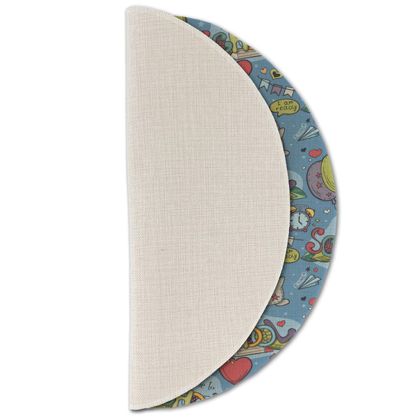 Welcome to School Round Linen Placemats - HALF FOLDED (single sided)