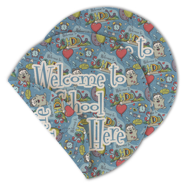 Custom Welcome to School Round Linen Placemat - Double Sided (Personalized)