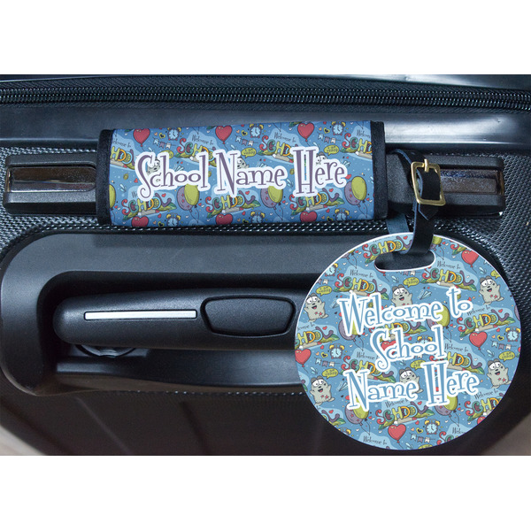 Welcome to School Round Luggage Tag & Handle Wrap - In Context