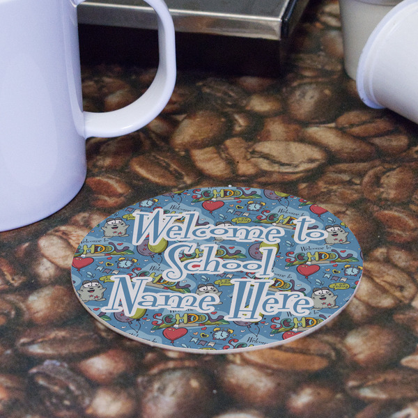 Welcome to School Round Paper Coaster - Front