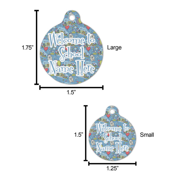 Welcome to School Round Pet ID Tag - Large - Comparison Scale