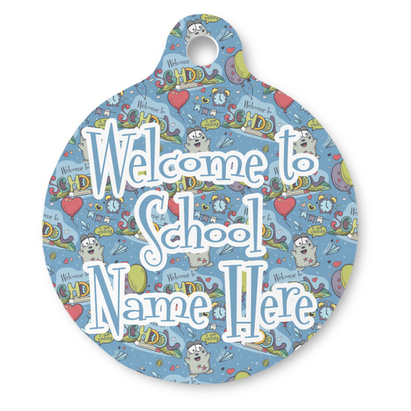 Custom Welcome to School Round Pet ID Tag (Personalized)