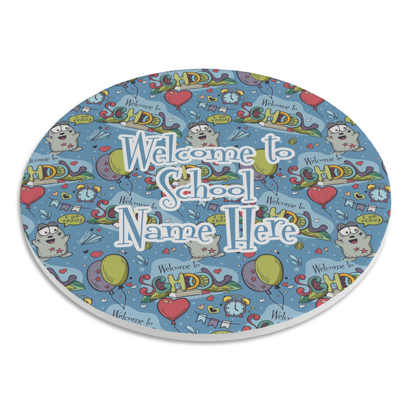 Welcome to School Round Stone Trivet - Angle View