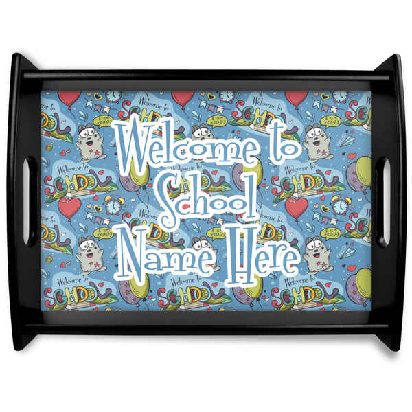 Custom Welcome to School Black Wooden Tray - Large (Personalized)