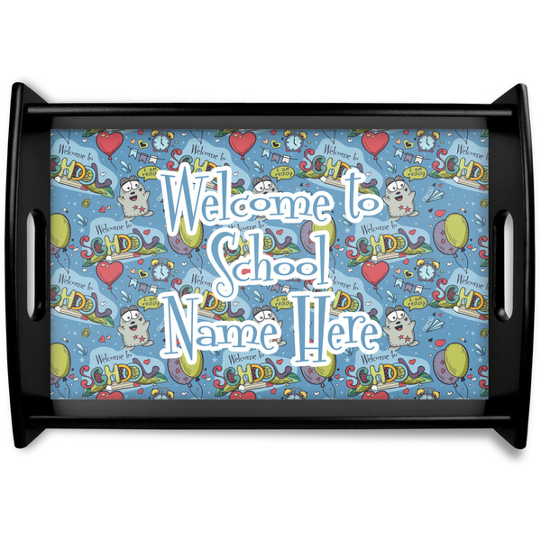 Custom Welcome to School Black Wooden Tray - Small (Personalized)