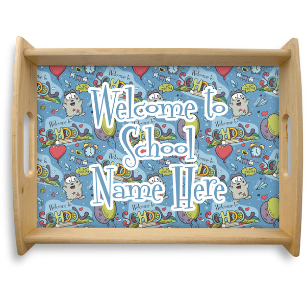 Custom Welcome to School Natural Wooden Tray - Large (Personalized)