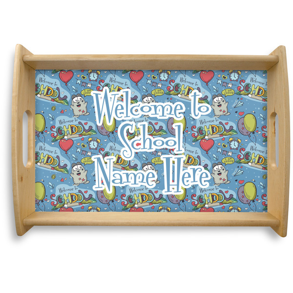 Custom Welcome to School Natural Wooden Tray - Small (Personalized)