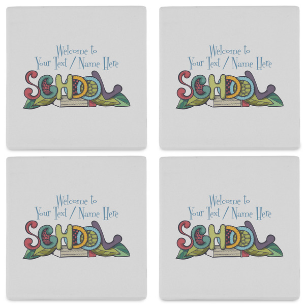 Welcome to School Set of 4 Sandstone Coasters - See All 4 View