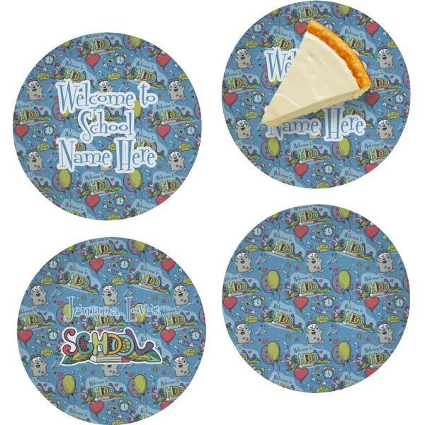 Custom Welcome to School Set of 4 Glass Appetizer / Dessert Plate 8" (Personalized)