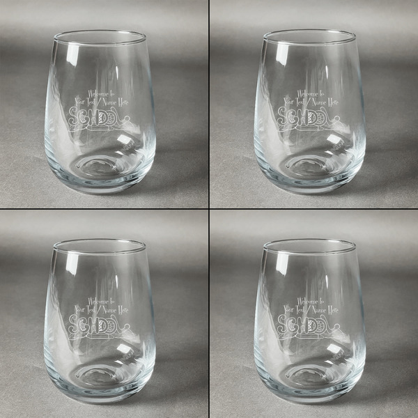 Welcome to School Set of Four Personalized Stemless Wineglasses (Approval)