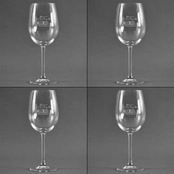 Welcome to School Set of Four Personalized Wineglasses (Approval)