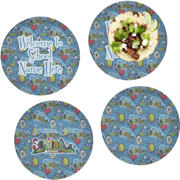 Custom Welcome to School Set of 4 Glass Lunch / Dinner Plate 10" (Personalized)