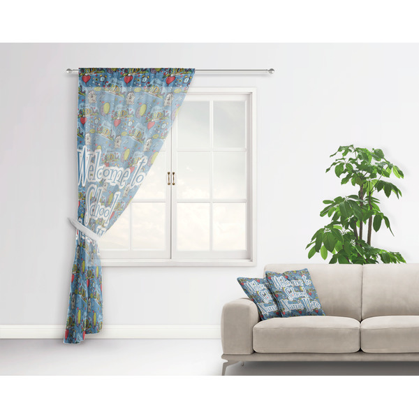 Welcome to School Sheer Curtain With Window and Rod - in Room Matching Pillow