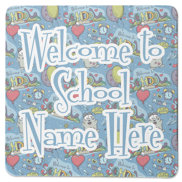 Custom Welcome to School Square Rubber Backed Coaster (Personalized)