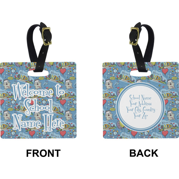Welcome to School Square Luggage Tag (Front + Back)