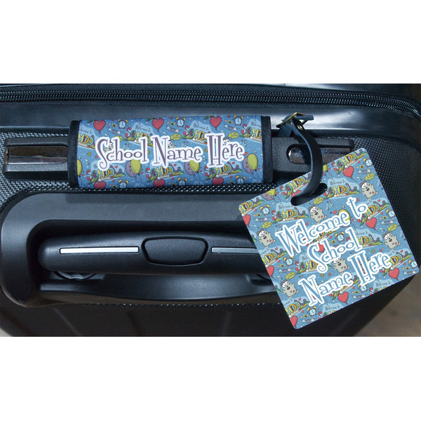 Welcome to School Square Luggage Tag & Handle Wrap - In Context