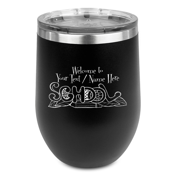 Custom Welcome to School Stemless Stainless Steel Wine Tumbler - Black - Double Sided (Personalized)