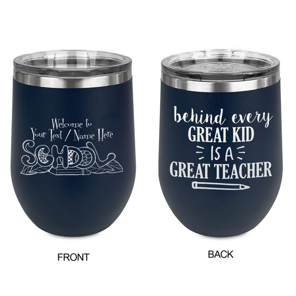 Welcome to School Stainless Wine Tumblers - Navy - Double Sided - Approval