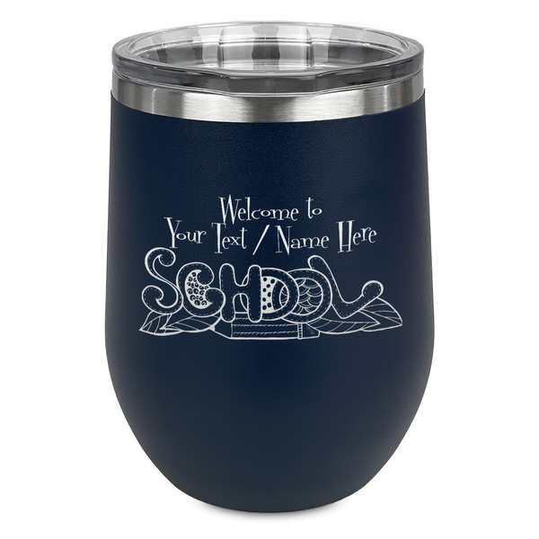 Welcome to School Stainless Wine Tumblers - Navy - Single Sided - Front