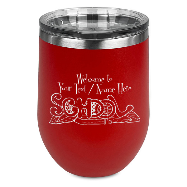 Custom Welcome to School Stemless Stainless Steel Wine Tumbler - Red - Single Sided (Personalized)