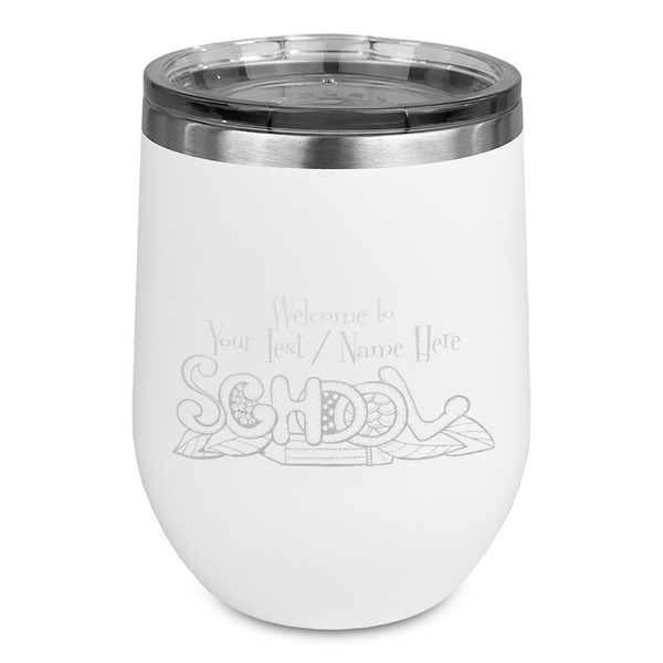 Custom Welcome to School Stemless Stainless Steel Wine Tumbler - White - Single Sided (Personalized)