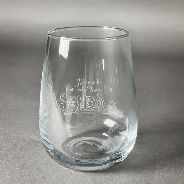 Custom Welcome to School Stemless Wine Glass - Engraved (Personalized)