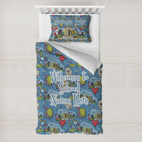 Custom Welcome to School Toddler Bedding w/ Name or Text
