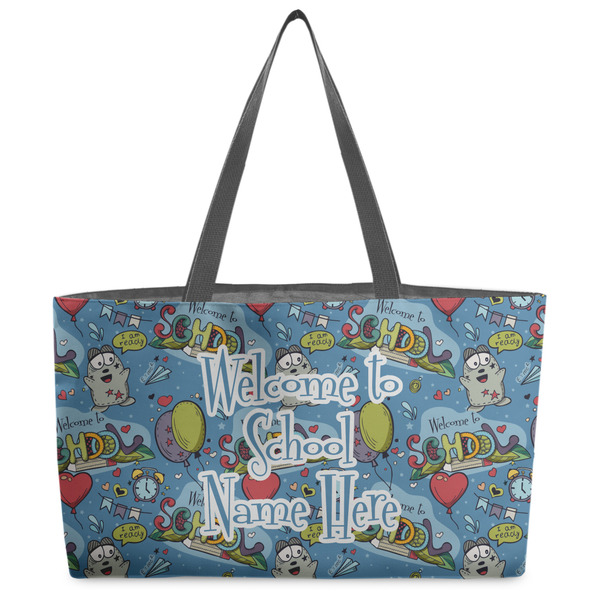 Custom Welcome to School Beach Totes Bag - w/ Black Handles (Personalized)