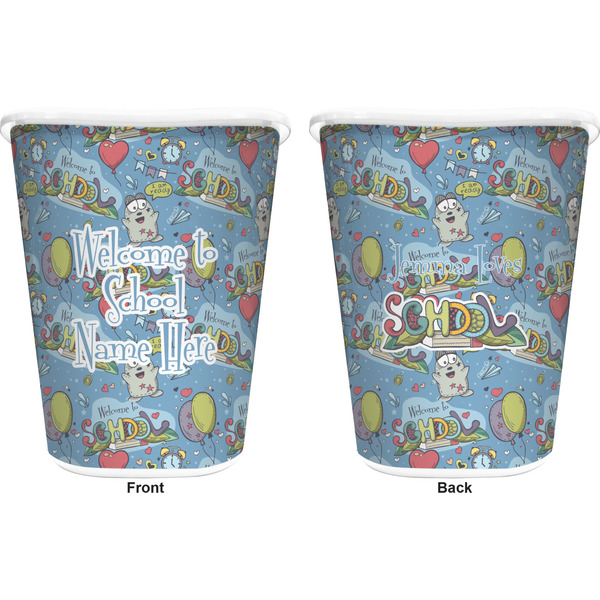 Welcome to School Trash Can White - Front and Back - Apvl