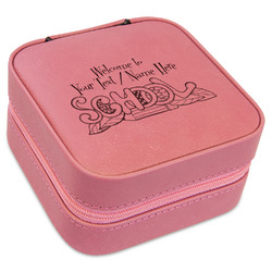 Welcome to School Travel Jewelry Boxes - Pink Leather (Personalized)